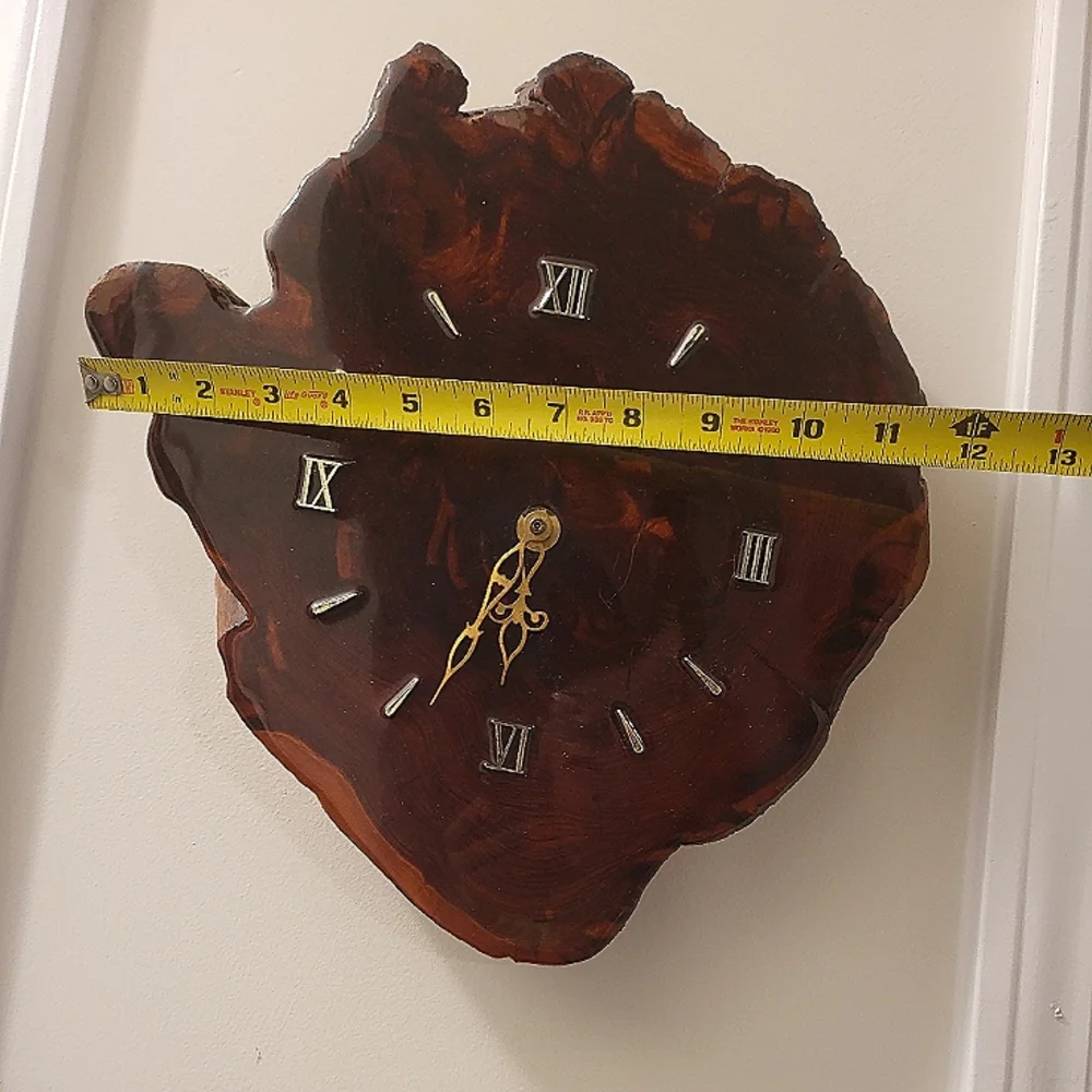 Vintage Natural Live Edge Wood Slab Wall Clock Handcrafted Works